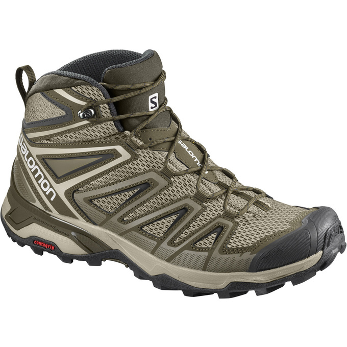 Salomon X ULTRA MID 3 AERO Zapatillas Trekking Hombre - Verde Oliva / Negras - Colombia (94726-WVAI)